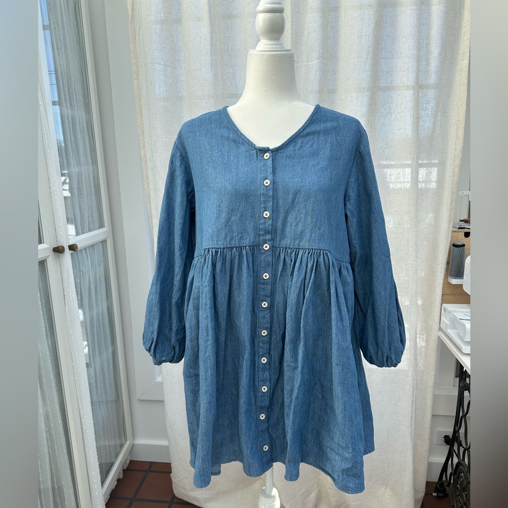 Tradlands Denim Blue Long Sleeve Dress